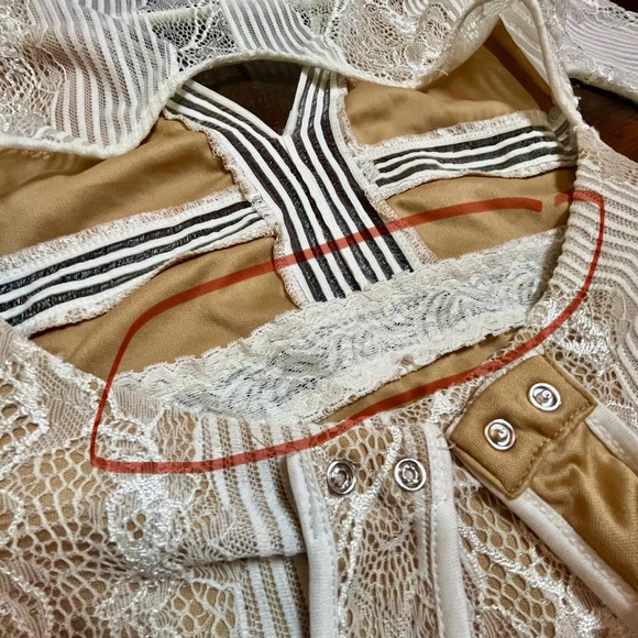 Lacey long sleeve body suit deep v neck creamy white Pretty Little Thing size 2 - Picture 8 of 8